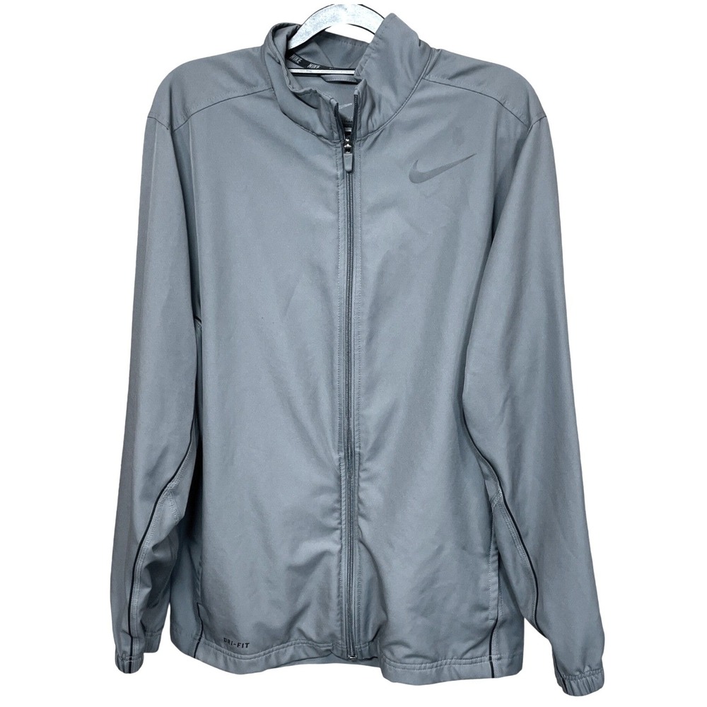 Nike Gray Dri-FIT Full Zip Mock Neck Track Jacket Mens Size M